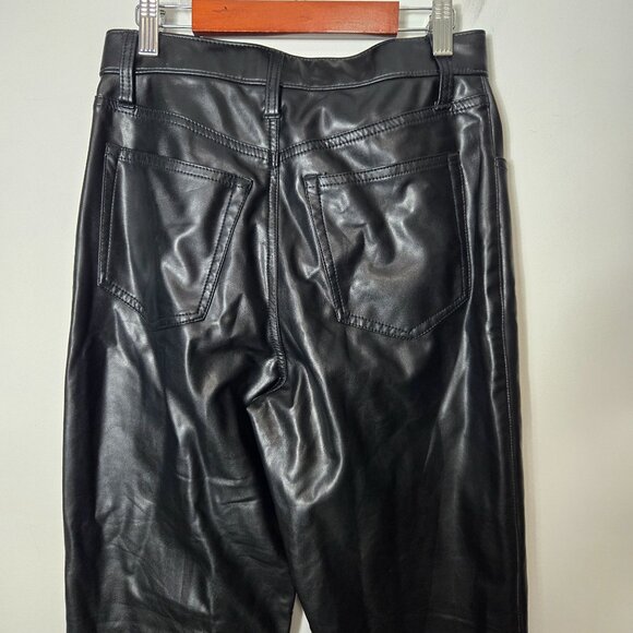Abercrombie & Fitch Size 27 Short 90's Straight High Rise Faux Leather Pants - Picture 4 of 13